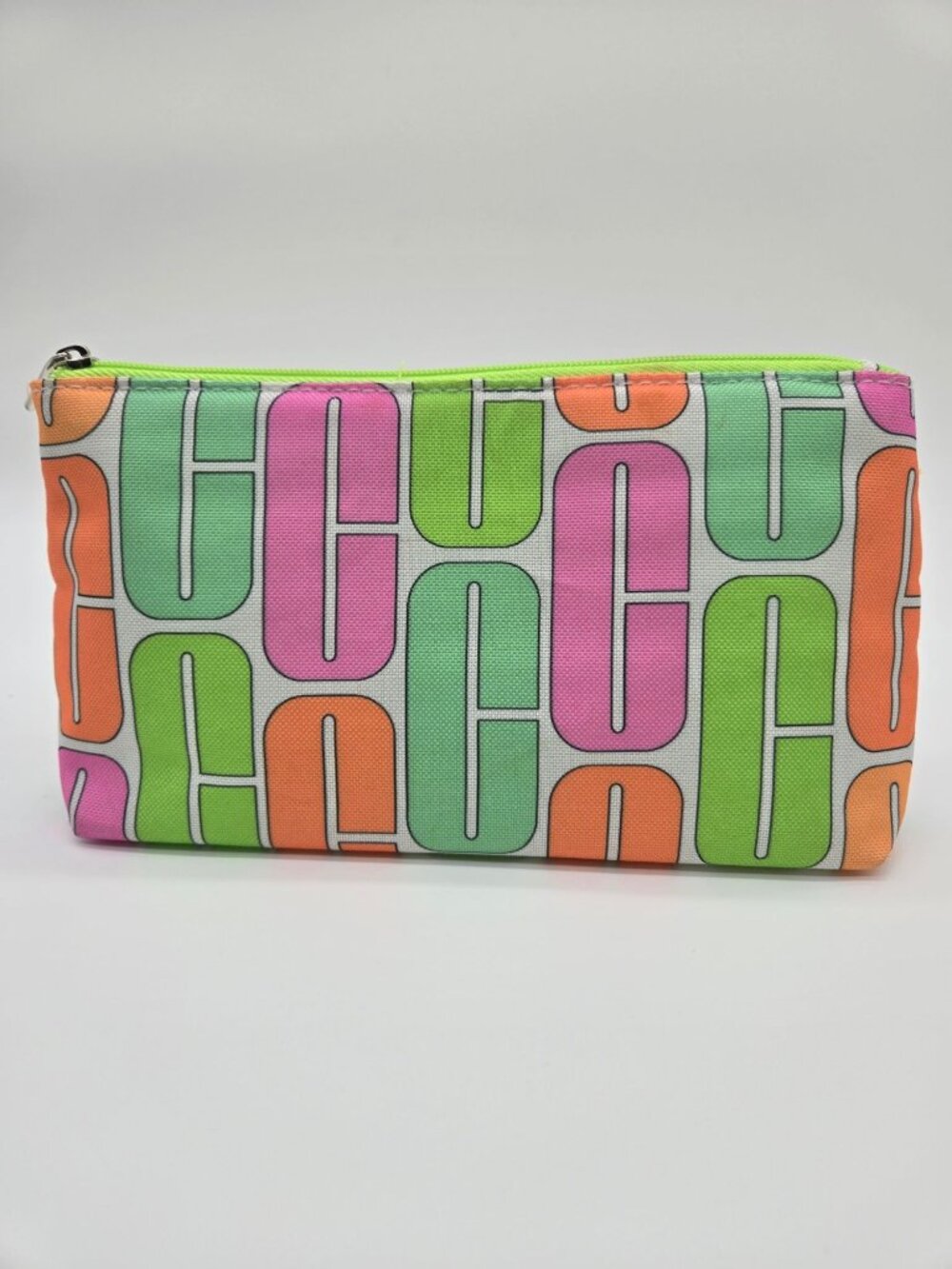 Clinique Neon Makeup Bag Green Pink Orange Travel Cosmetic Clutch